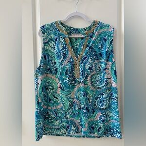 Sunsets & Sweet Tea women’s sleeveless colorful top XL